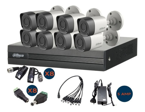 Imagen 1 de 8 de Kit 8 Camaras Dahua Hd + Dvr 16 Canales Full Hd Lite + Balun