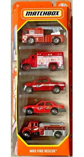 Matchbox  5 Pack - Mbx Fire Rescue - 1/64 - Hcj04