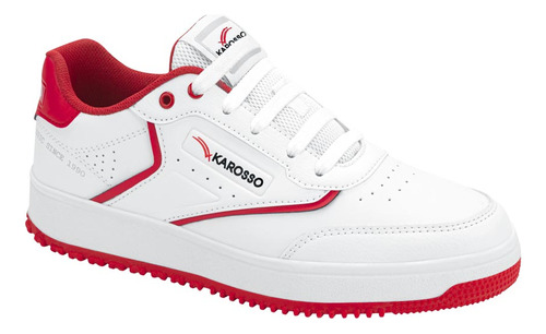 Tenis Casual Urbano Karosso R105 Blanco Con Rojo Para Junior