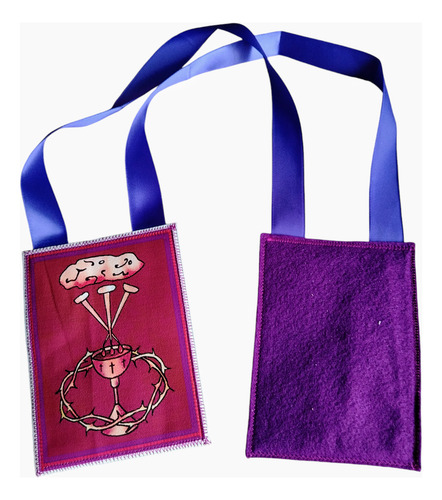 2 Escapulario Morado Bendición Y Protección 10x13.5 Cm Vinil