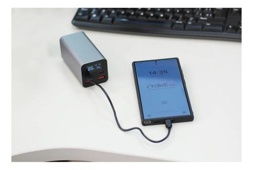 Cargador Carga Rapida Portátil 100w 20.000mah 2usb C+ 2 A Color Plateado