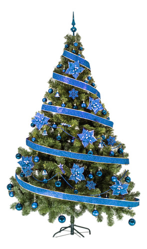 Arbol De Navidad Tronador Lujo 2,10mts Pino Decorado Azul