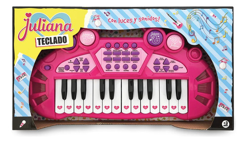 Piano Teclado Juliana De Juguete C/ Luces Ritmos Sonidos Color Rosa