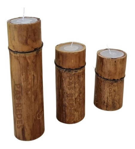 Kit Vela De Bambu Mossô Mao Zhu Artesanal Tratado - 3 Peças