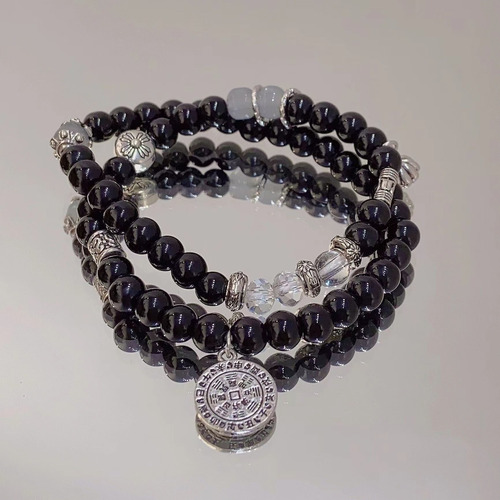 Pulsera Retro Con Cuentas De Doble Capa, Elegante Estilo Tai