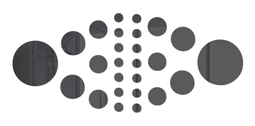Imagen 4 de 6 de Set Acrilico Decorativo Negro Espejo Oval Con Adhesivo Pared