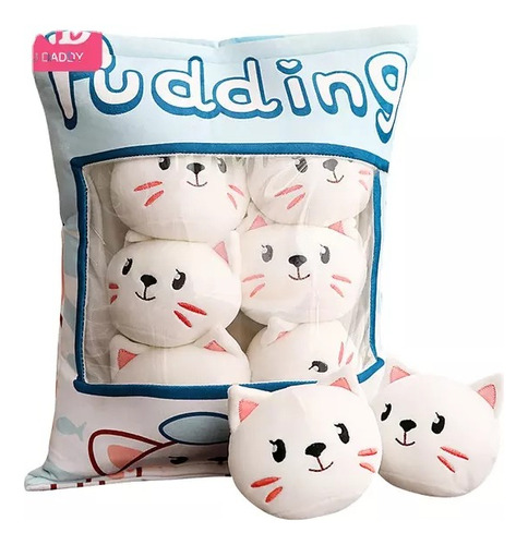 Almohadas Con Snacks De Peluche De Gatitos Blancos Eckbd