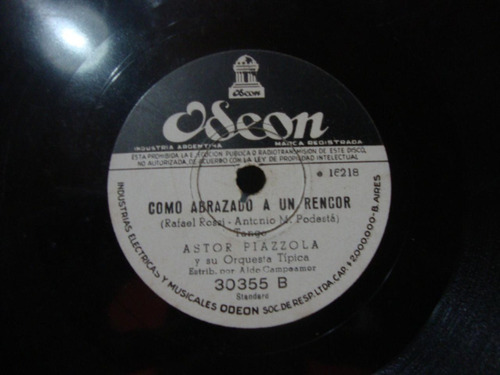 Pasta Astor Piazzolla Su Orquesta Tipica Odeon 16218 17 C20