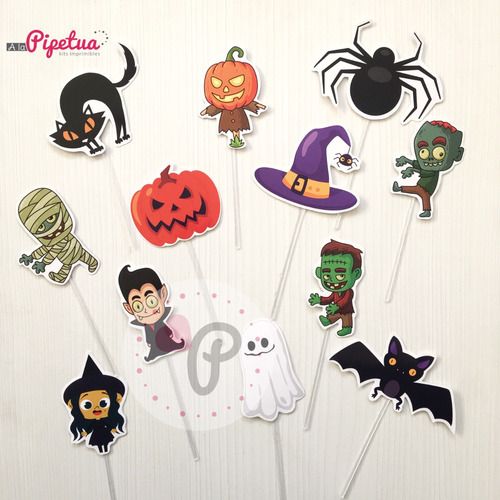 Pinchos Para Cupcakes X12 Halloween Topper Torta 