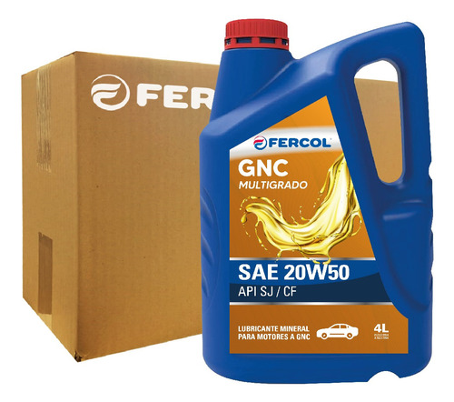 Aceite Fercol Gnc Multigrado 20w50 4 Lt (caja De 4 X 4 Lt)