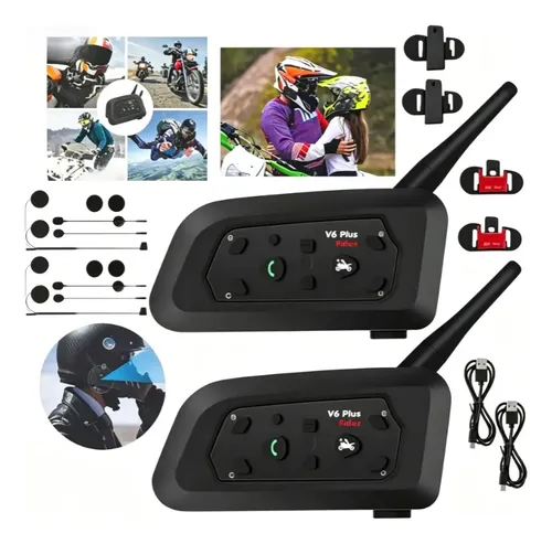 Comunicador V6 Plus Bluetooth 5.2 - 2 Unid. 1500m 25h Bateri - R$ 257,98
