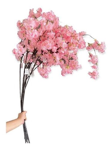 20 Galhos Flor Cerejeira Caída  Rosa Artificial 1,40m Luxo