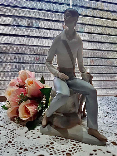 Campesino Con Su Perro Figura Porcelana Made In Spain 28 Cm