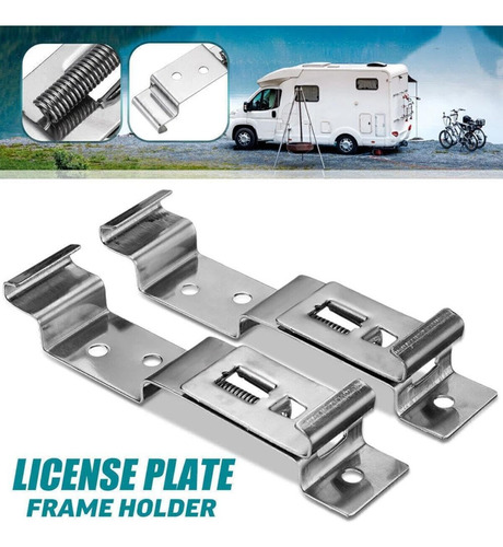 2 Soportes Rectangulares De Acero Inoxidable Con Resorte Par
