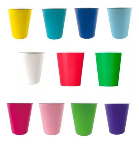 Vaso Polipapel Colores Lisos Mesa Descartable Cumpleaños X24