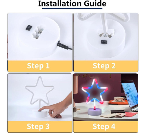 Luz Led Neón Estrella Jbeiy 30.48x19.05cm 4 De Julio