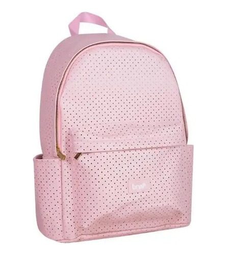 Mochila Pu Perfurada - 2 Compart. E 2 Bolsos Rosa - Brw