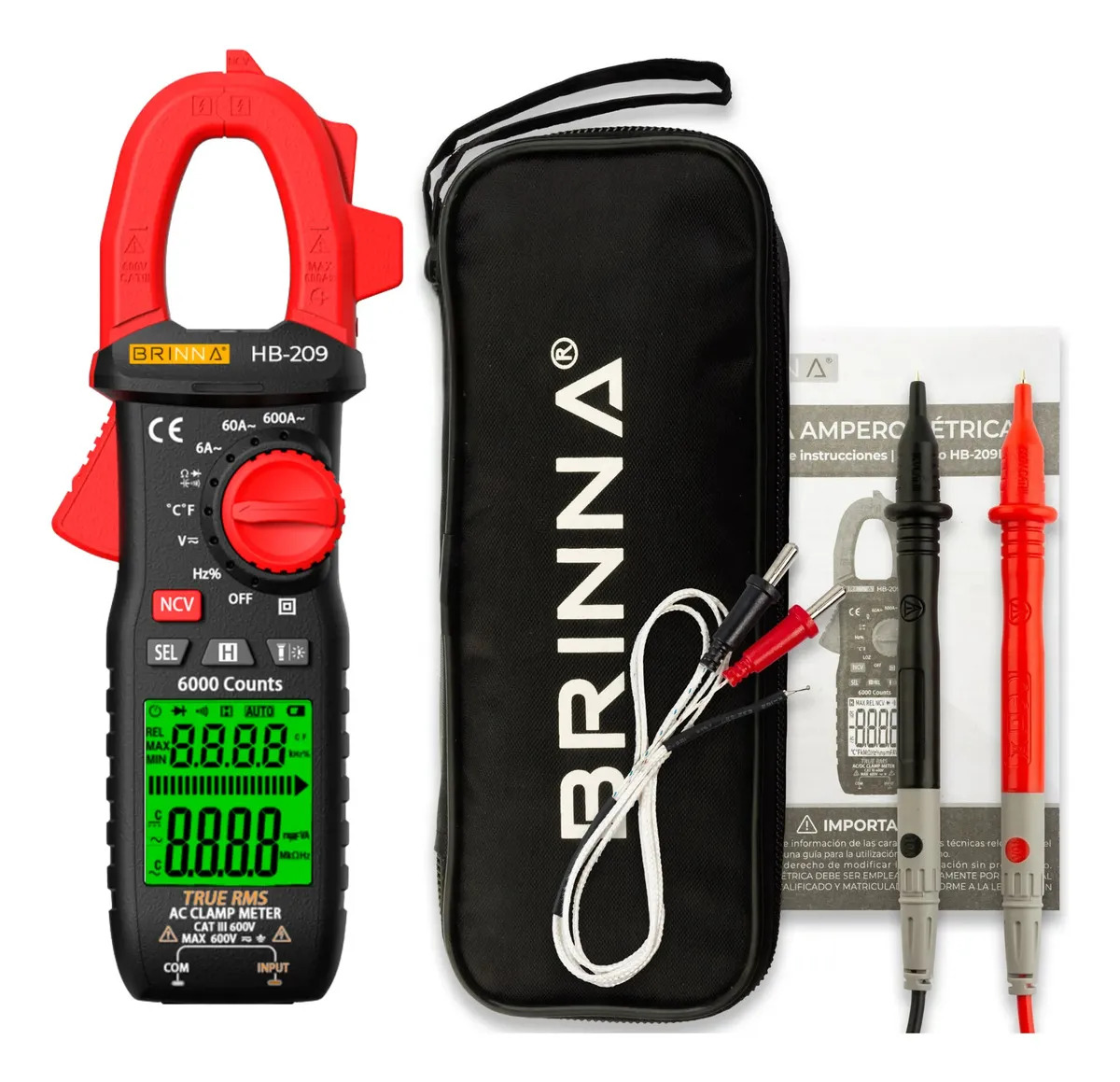 Pinza Amperometrica Digital Brinna Capacimetro Hb-209a