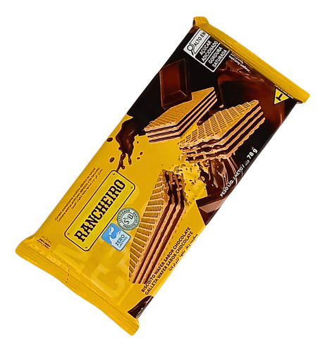 Biscoito Wafer Chocolate 78g Rancheiro - Kit 5 Un