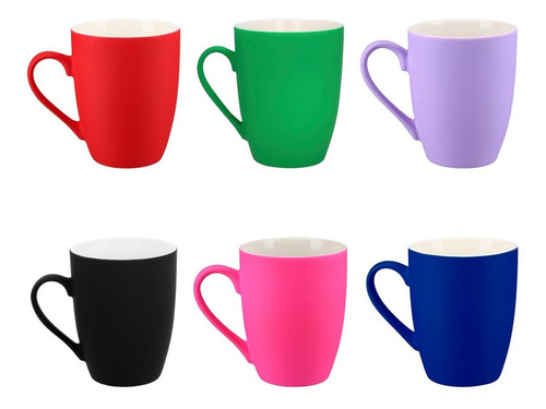 Taza De Cerámica Con Acabado Rubber, Capacidad. 400 Ml Color Negro