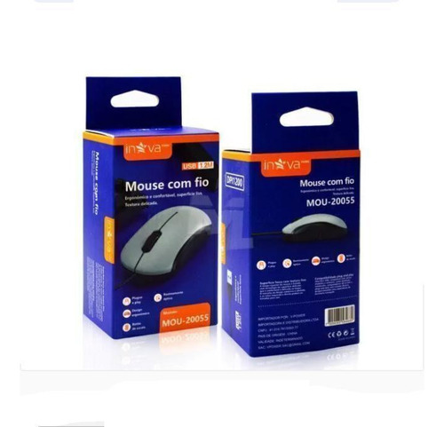 Mouse Óptico Com Fio Usb 1.2 Metros Inova - Mou-20055