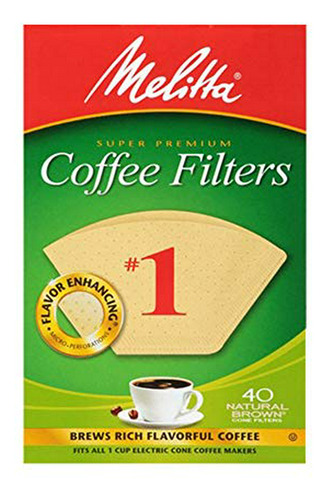 # 1 Cono Filtros De Café, Natural Brown, 40 Count (paquete D