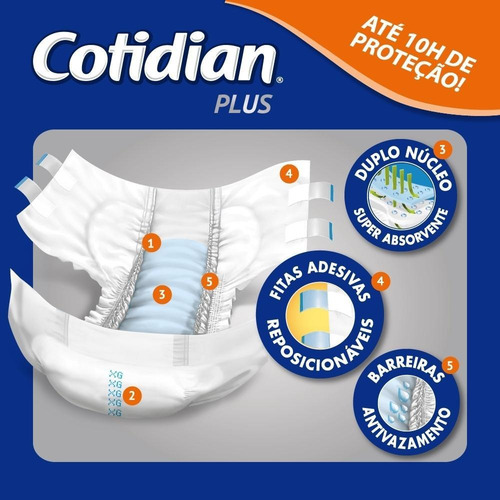 Imagem 5 de 7 de Fralda Adulto Cotidian Plus G Com 16 Unidades Full