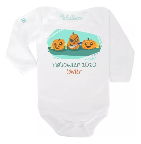 Body Para Bebé Personalizado Halloween Calabazas Con Nombre