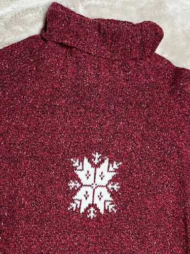 Ugly Sweater Navideño Copos De Nieve Cuello Alto Mujer S (Usado)