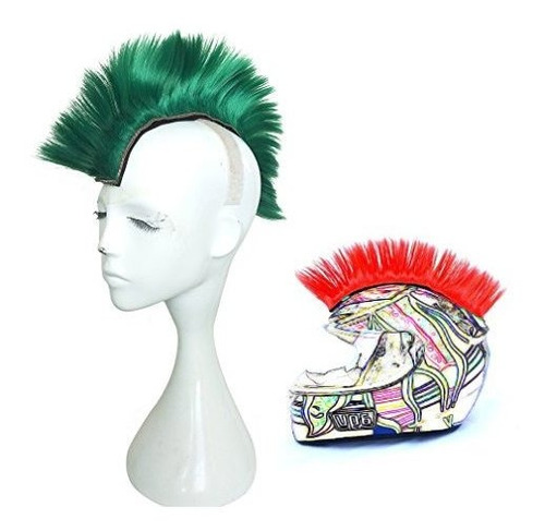 Namecute Skinhead Green Wig Punk Helmet Mohawk Wig 1c4hj