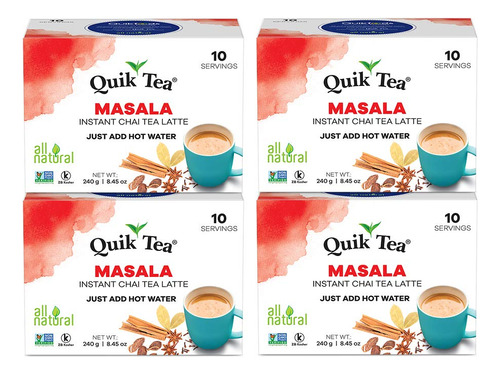 Quiktea Tea Tea Latte, Masala Chai, 8.5 Onzas (paquete De 4)