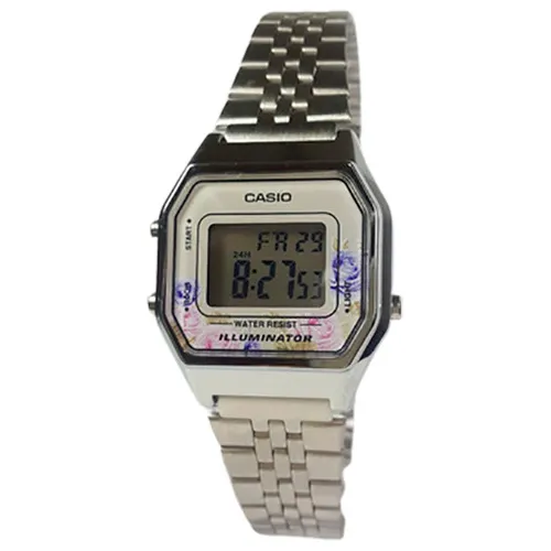 Reloj Casio Mujer Plateado Con Flores Vintage Garantia