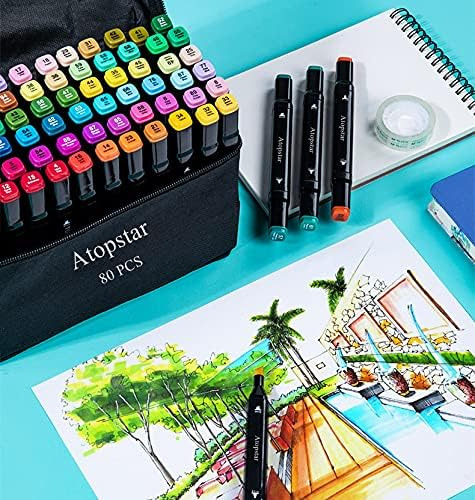 Marcadores Atopstar 80 Colores Permanentes Doble Punta