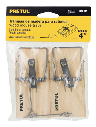 Trampa Para Ratón De Madera Juego 2 Und Ratonera 4pg Pretul