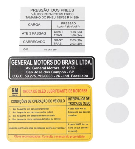 Adesivos Etiquetas De Advertência Motor Chevrolet Prisma Corsa Celta Montana Etmt5 Kit Frete Grátis Fgc