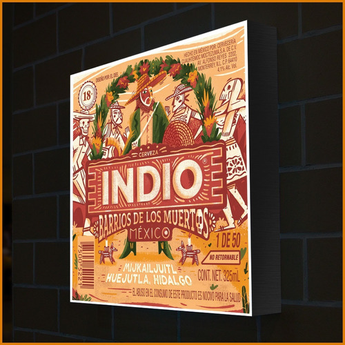 Anuncio Luminoso Cerveza Indio Hidalgo Mijkailjuitl - 50cm