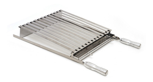 Grelha Churrasco Parrilla Argentina 40x40 Cm Inox Cabo Metal