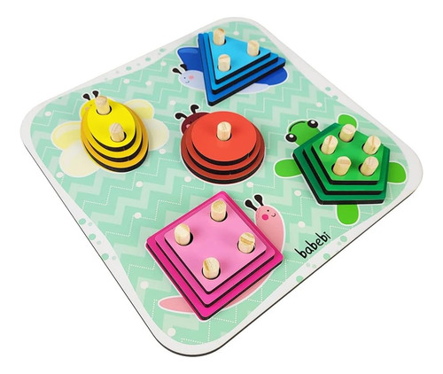 Brinquedo Educativo Torre De Encaixe Cores E Formas - Babebi