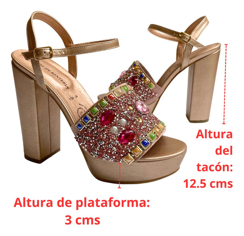 Imagen 3 de 8 de Sandalia Dama Fiesta Felipe Rentería Plataforma Tacón Ancho