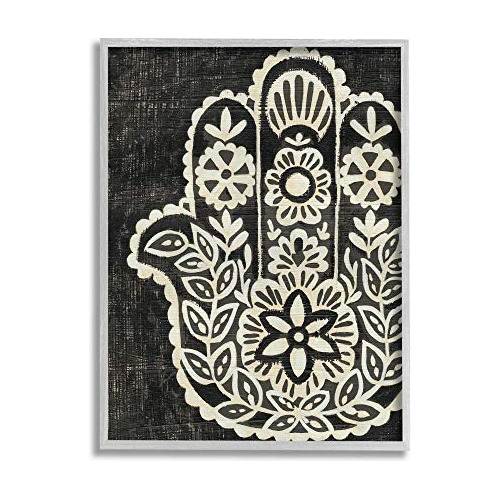 Pattern Black And White Hamsa Grey Framed Wall Art, 16 ...