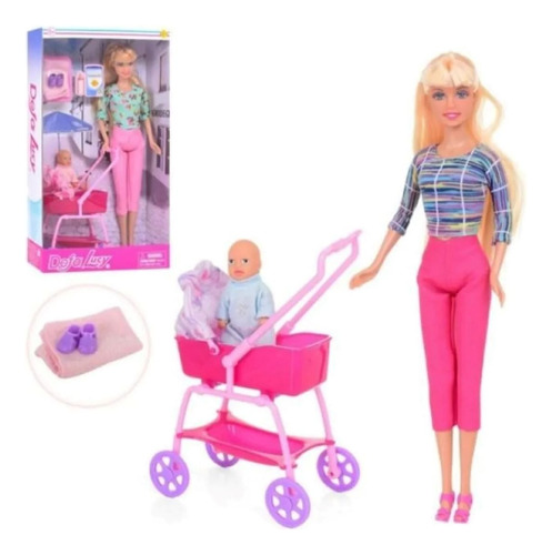 Juguete Muñeca Tipo Barbie Defa Lucy Coche Con Bebe Ref8358