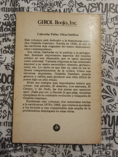 Griselda Gambaro - Teatro - Nada Que Ver / Sucede Que Pasa (Usado)
