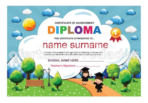 Diplomas Escolares Infantiles Vectores Editables Eps