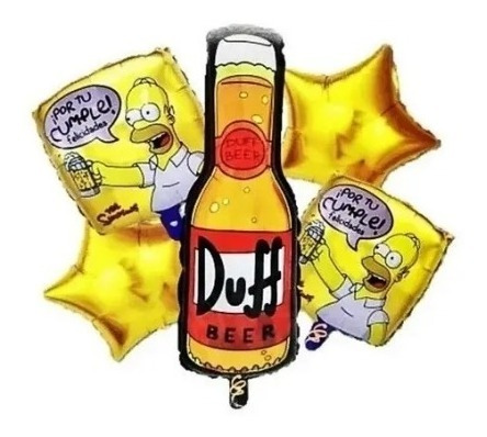 Kit 5 Globos Metalizados Homero, Cerveza Duff Fiesta