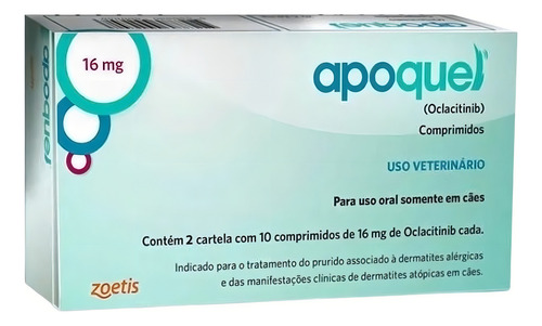 Apoquel Zoetis 16mg Anti Coceira Cães Com 20 Comprimidos