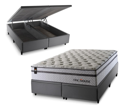 Conjunto Box Baú Bali Relax Cinza 158x198x78 Magnetico