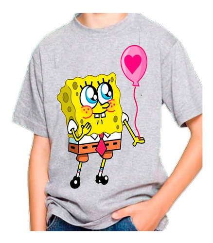 Polera Estampada 100% Algodon Niña Bob Esponja Globo