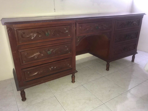 Imagen 2 de 6 de Peinadora Madera Caoba Con Espejo 140ref