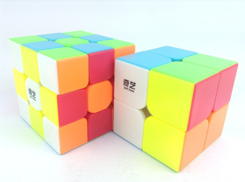 Imagen 2 de 5 de Cubo Rubik Qiyi Warrior W + Qidi 2x2 + Lub + 2 Bases Caba
