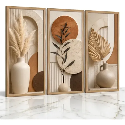 Quadros Decorativos Terracota Boho Moderno Trio Sala Luxo Moderno Infinito